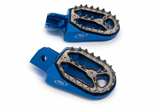 YAMAHA PW 50 2001-2024 PW 80 1999-2006 AS3 FACTORY SERIES WIDE FOOT PEGS BLUE