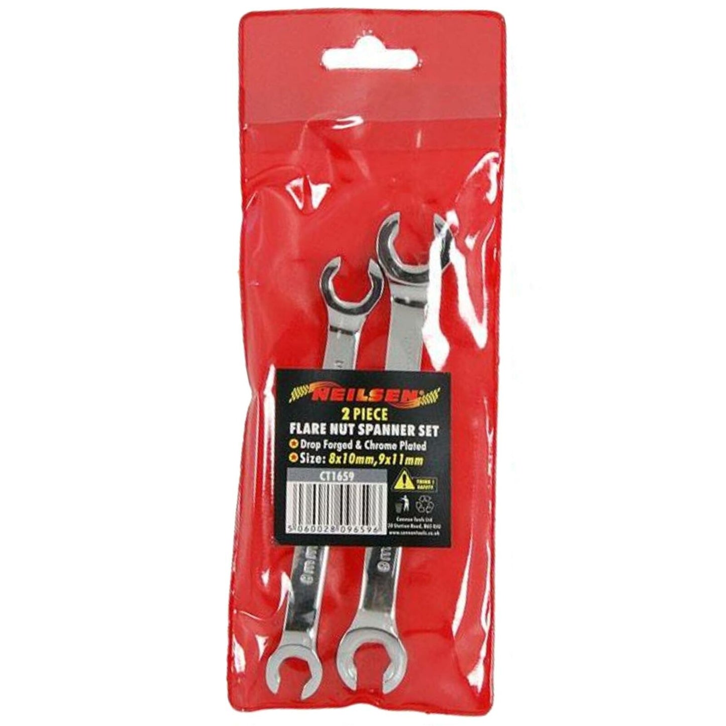 Neilsen Flare Nut Wrench Open-Ended Brake Pipe Spanner Set 9mm, 8mm, 10mm, 11mm